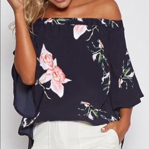 Floral print off the shoulder top